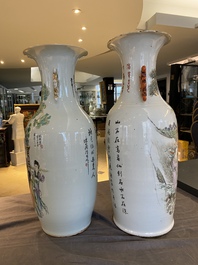 Deux vases en porcelaine de Chine qianjiang cai, l'un sign&eacute; Heng Shengyi et l'autre Zhou Yuxing 周裕興, l'un dat&eacute; 1904