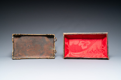 A Chinese rectangular cloisonn&eacute; censer and cover, Qing