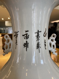 Paire de vases en porcelaine de Chine famille rose &agrave; sujet mythologique, sign&eacute;s Han Zhengtai 韓正泰, 19/20&egrave;me