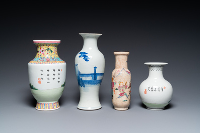 Six various Chinese vases and a 'Wu Shuang Pu' jug, 19/20th C.