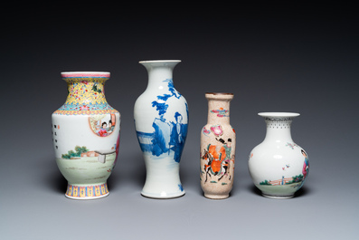 Six vases et une verseuse 'Wu Shuang Pu' en porcelaine de Chine, 19/20&egrave;me