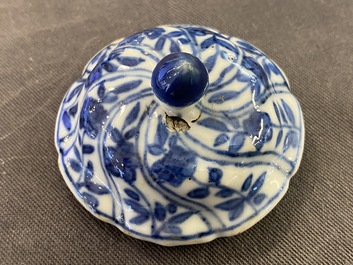 A Chinese blue and white 'twisted' teapot and cover, Kangxi