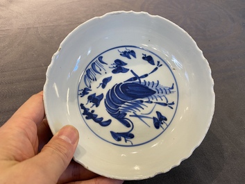 A Chinese blue and white &lsquo;prawn&rsquo; plate, Tianqi