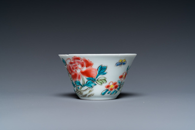 A Chinese famille rose 'Wu Shuang Pu' plate and a cup and saucer, Yongzheng and 19th C.