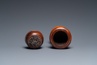 A Chinese dried gourd wood cricket box, Qing