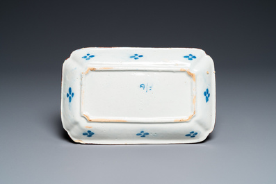A rectangular Dutch Delft blue and white herring dish, 18th C.