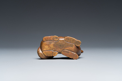 A Chinese bronze 'chilong' scroll weight, Qing