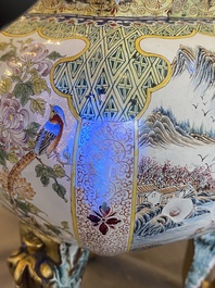 A large Chinese Canton enamel censer and cover, Qianlong mark, 19th C.