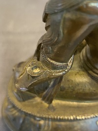 A Sino-Tibetan gilt bronze Tara, 17/18th C.