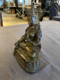 Tara en bronze dor&eacute;, Sino-Tibet, 17/18&egrave;me