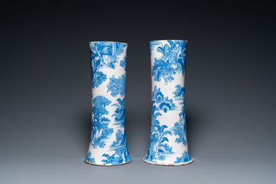 A pair of large Dutch Delft blue and white chinoiserie vases, 17th C.