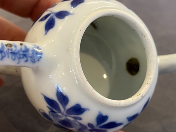 A Chinese blue and white miniature teapot and cover, Kangxi