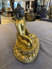 Bouddha en bronze dor&eacute;, Sino-Tibet, 18&egrave;me