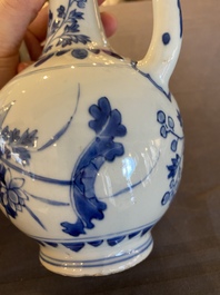 A Chinese blue and white silver-mounted ewer, Transitional period