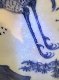 A Chinese blue and white 'qilin and phoenix' vase, Transitional period