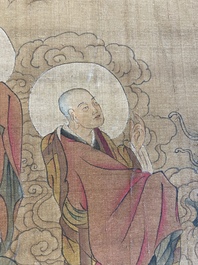 Chinese school: 'De 33-koppige Avalokitesvara', inkt en kleur op zijde, 19/20e eeuw