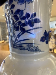 A Chinese blue and white bianco sopra bianco 'yenyen' vase, Kangxi