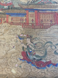 Ecole chinoise: 'Avalokitesvara &agrave; trente-trois t&ecirc;tes', encre et couleurs sur soie, 19/20&egrave;me