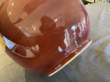 Paire de vases de forme bouteille en porcelaine de Chine &agrave; &eacute;mail dite 'fleur de p&ecirc;cher', 19&egrave;me