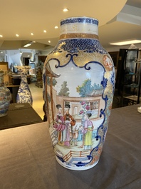 A fine Chinese famille rose 'mandarin' vase, Qianlong