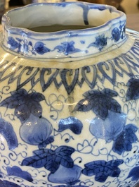 A Chinese blue and white 'squirrels and grapevines' jar, Jiajing/Wanli