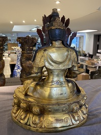 A large Chinese gilded bronze Buddha Amitayus, 19/20th C.