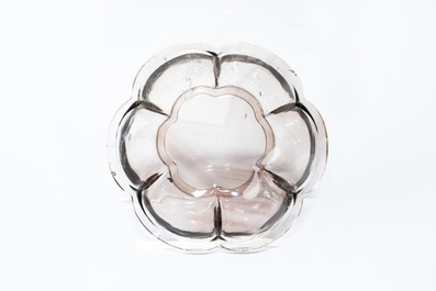 A Chinese rock crystal hexafoil bowl, 19/20th C.