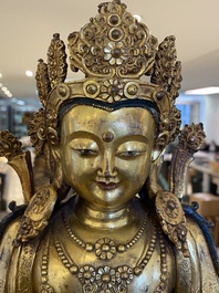 A large Chinese gilded bronze Buddha Amitayus, 19/20th C.