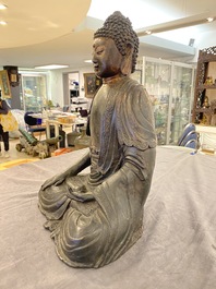 A large Sino-Tibetan gilt bronze Buddha, Ming