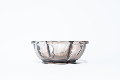 A Chinese rock crystal hexafoil bowl, 19/20th C.