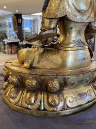 Grand Bouddha Amitayus en bronze dor&eacute;, Chine, 19/20&egrave;me