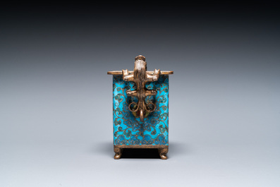 A Chinese cloisonn&eacute; censer with chilong handles, late Ming or early Qing