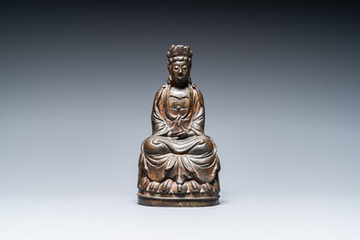 Bouddha en bronze dor&eacute; et laqu&eacute;, Sino-Tibet, fin Ming ou d&eacute;but Qing