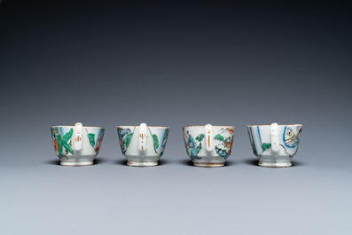 17 pieces from a Chinese Canton famille verte tea service, 19th C.