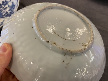 A Chinese blue and white chysanthemum-moulded ko-sometsuke 'two deer' dish for the Japanese market, Tianqi/Chongzhen