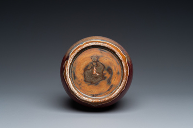 Een Chinese hamervormige vaas met flamb&eacute;-glazuur, 19/20e eeuw