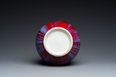 A Chinese flamb&eacute;-glazed 'hu' vase, 19/20th C.