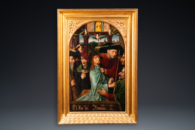 Suiveur de J&eacute;r&ocirc;me Bosch (ca. 1450&ndash;1516): Le Christ moqu&eacute; (Le Couronnement d'&eacute;pines), huile sur panneau