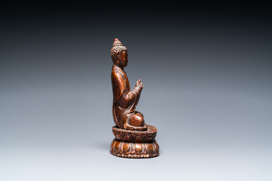 A Chinese lacquered wooden Shakyamuni Buddha, 18th C.