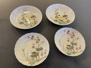 Quatre coupes en porcelaine de Chine famille rose, marques et &eacute;poque de Daoguang et Guangxu