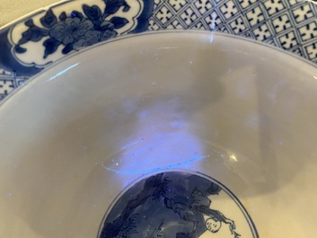 A Chinese blue and white 'Long Eliza' bowl, Wanli mark, Kangxi
