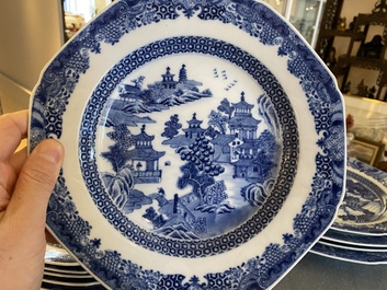 A Chinese blue and white 53-piece service, Qianlong