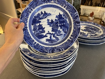 A Chinese blue and white 53-piece service, Qianlong