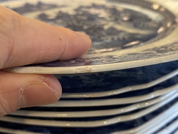 A Chinese blue and white 53-piece service, Qianlong