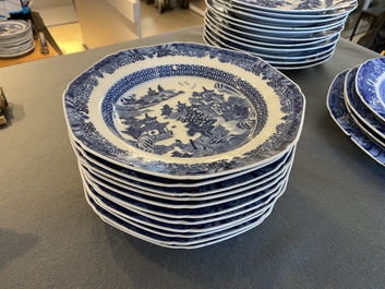 A Chinese blue and white 53-piece service, Qianlong