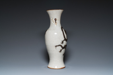 A Chinese grey-ground Nanking 'dragon' vase, Chenghua mark, 19th C.