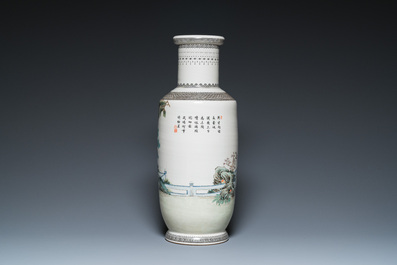A Chinese famille rose rouleau vase, Qianlong mark, Republic