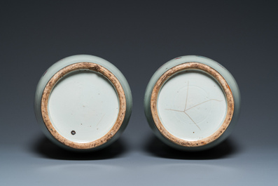 A pair of Chinese famille rose 'female immortals' vases, 19/20th C.