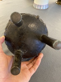 A Chinese inscribed archaistic bronze 'Ding' tripod cauldron, Northern Song