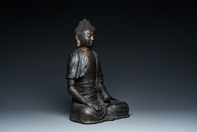 A large Sino-Tibetan gilt bronze Buddha, Ming